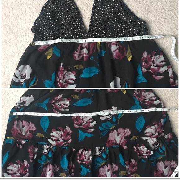 Forever 21 Black Flowered Spaghetti Strap Dress M - Picture 6 of 8